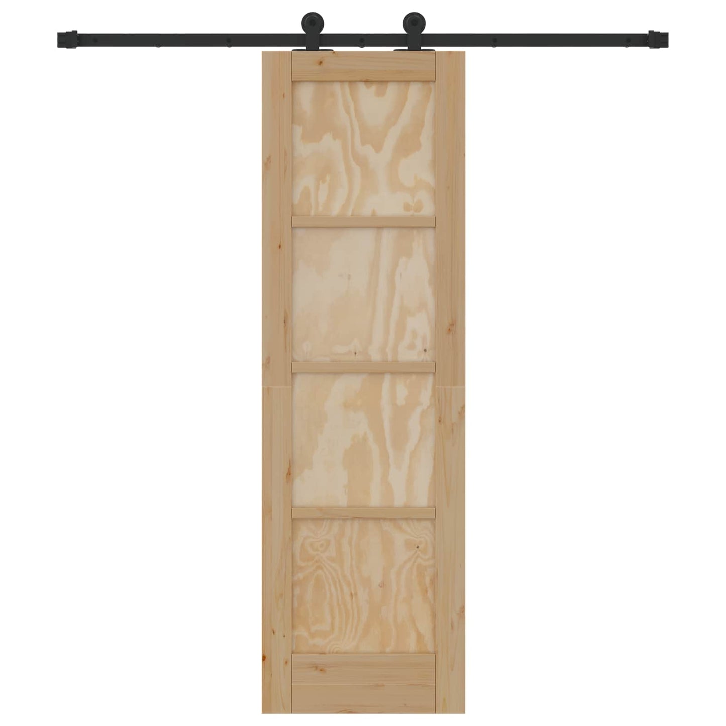 Skydedør Naturfarvet og sort 61 x 198,5 cm Massivt fyrretræ