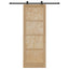 Skydedør Naturfarvet og sort 83 x 232 cm Massivt fyrretræ