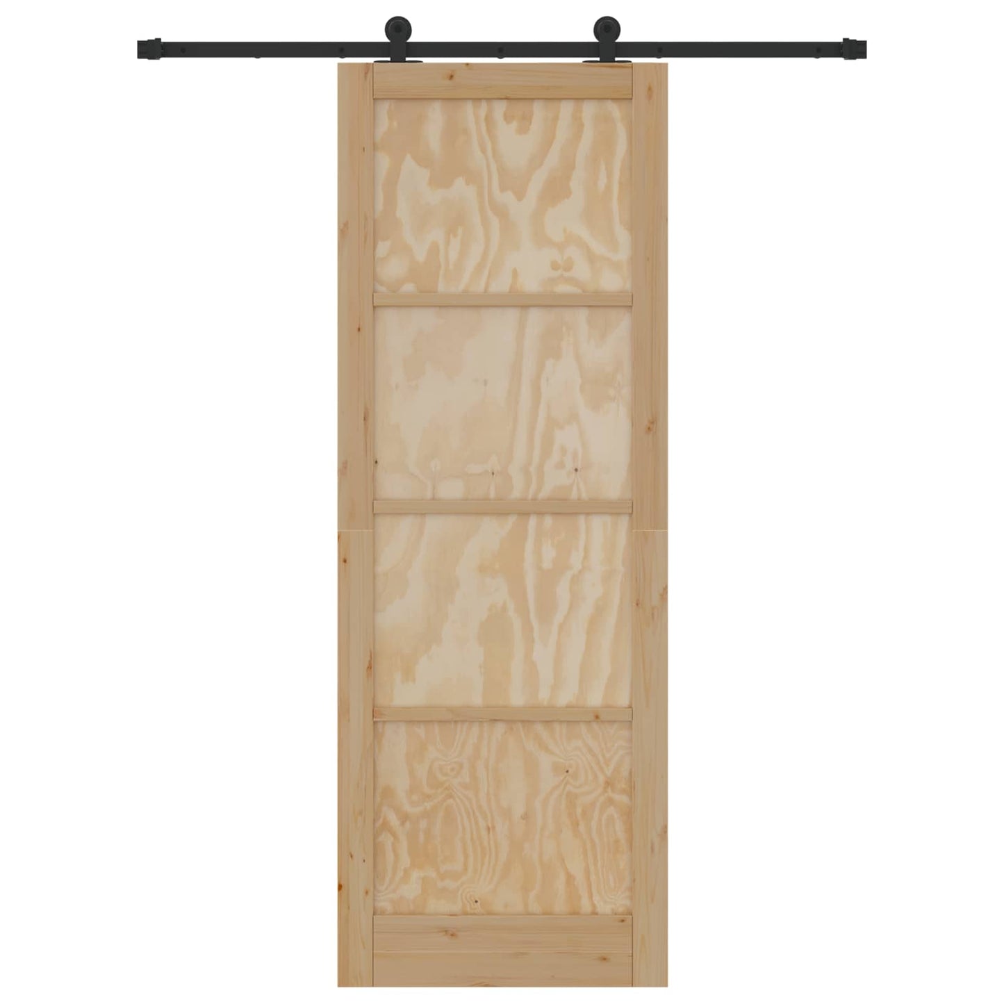 Skydedør Naturfarvet og sort 83 x 232 cm Massivt fyrretræ