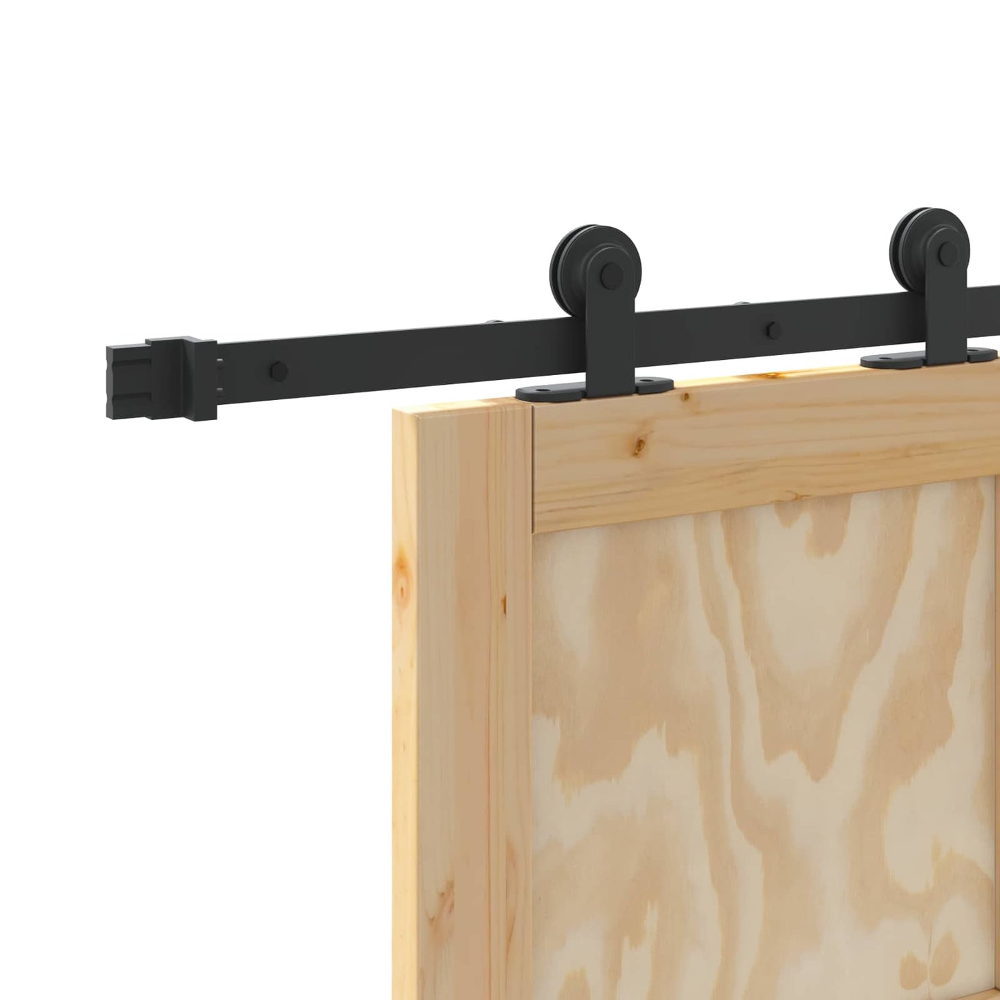 Skydedør Naturfarvet og sort 86 x 211 cm Massivt fyrretræ