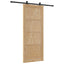 Skydedør Naturfarvet og sort 86 x 211 cm Massivt fyrretræ