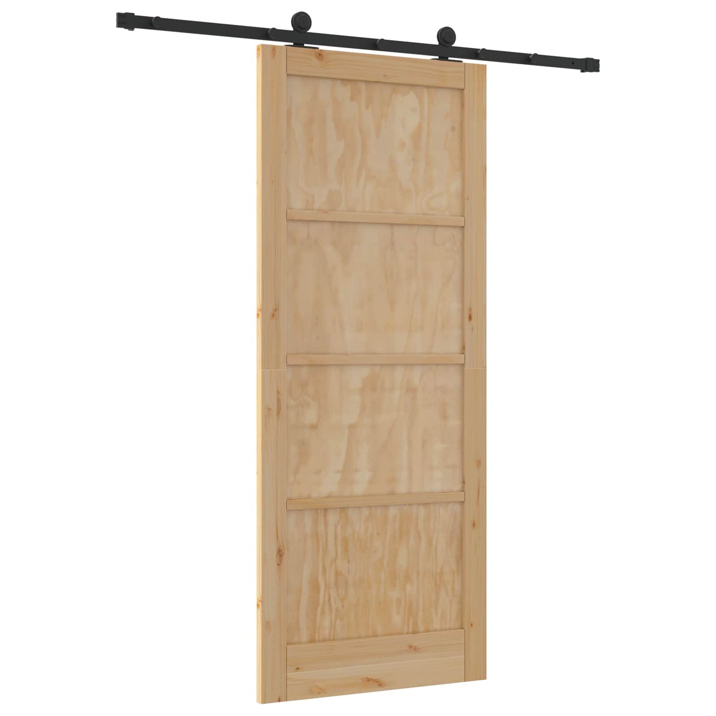Skydedør Naturfarvet og sort 86 x 211 cm Massivt fyrretræ