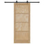 Skydedør Naturfarvet og sort 86 x 211 cm Massivt fyrretræ