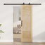 Skydedør Naturfarvet og sort 61 x 198,5 cm Massivt fyrretræ