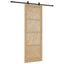 Skydedør Naturfarvet og sort 83 x 232 cm Massivt fyrretræ