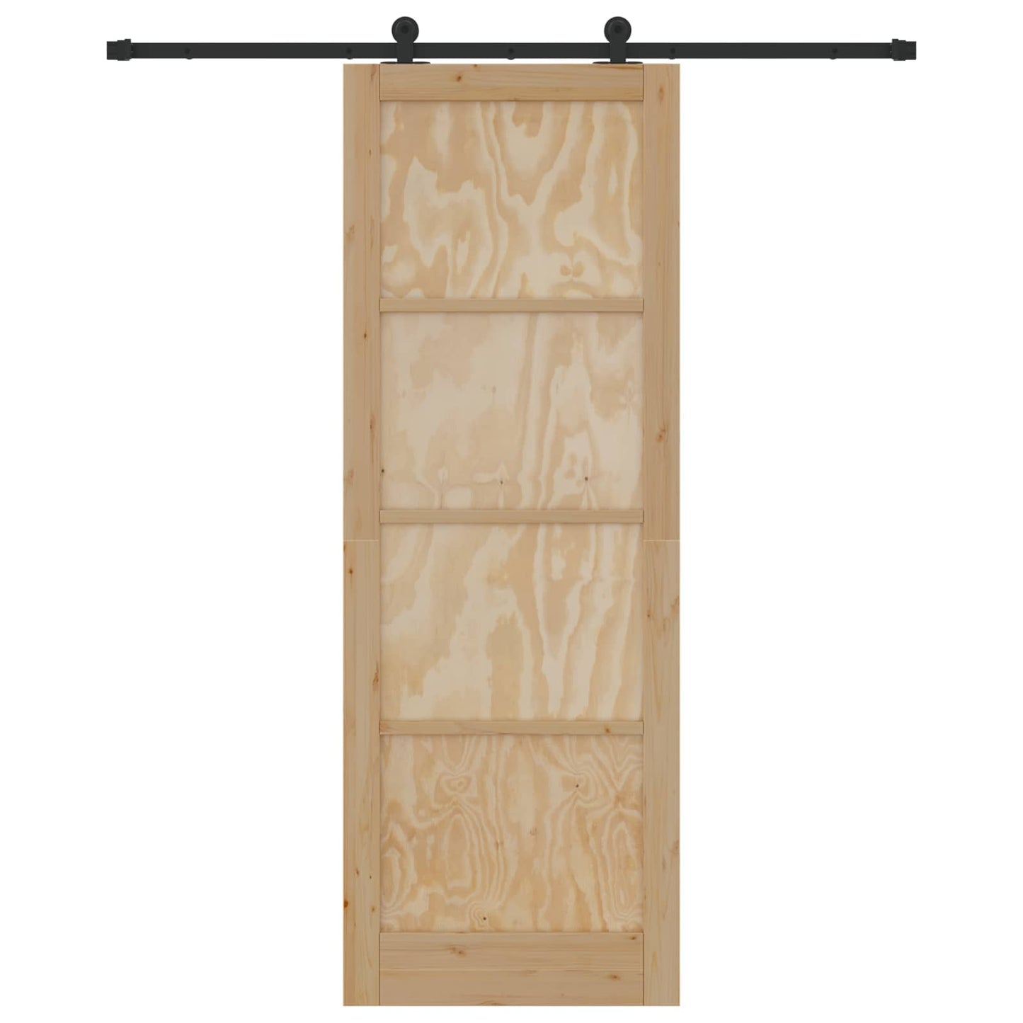 Skydedør Naturfarvet og sort 83 x 232 cm Massivt fyrretræ