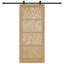 Skydedør Naturfarvet og sort 86 x 198,5 cm Massivt fyrretræ