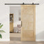 Skydedør Naturfarvet og sort 86 x 211 cm Massivt fyrretræ