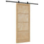 Skydedør Naturfarvet og sort 86 x 211 cm Massivt fyrretræ