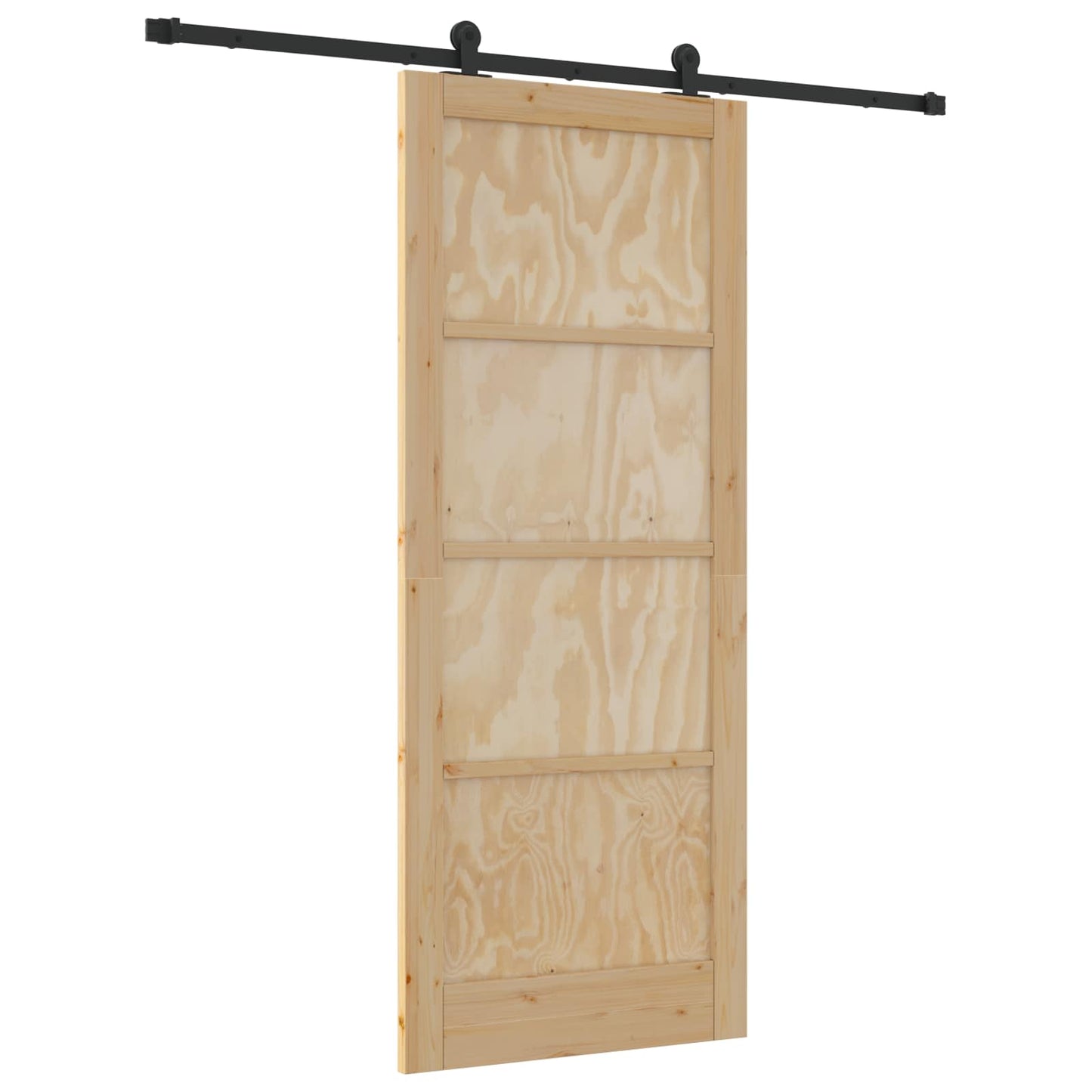 Skydedør Naturfarvet og sort 86 x 211 cm Massivt fyrretræ