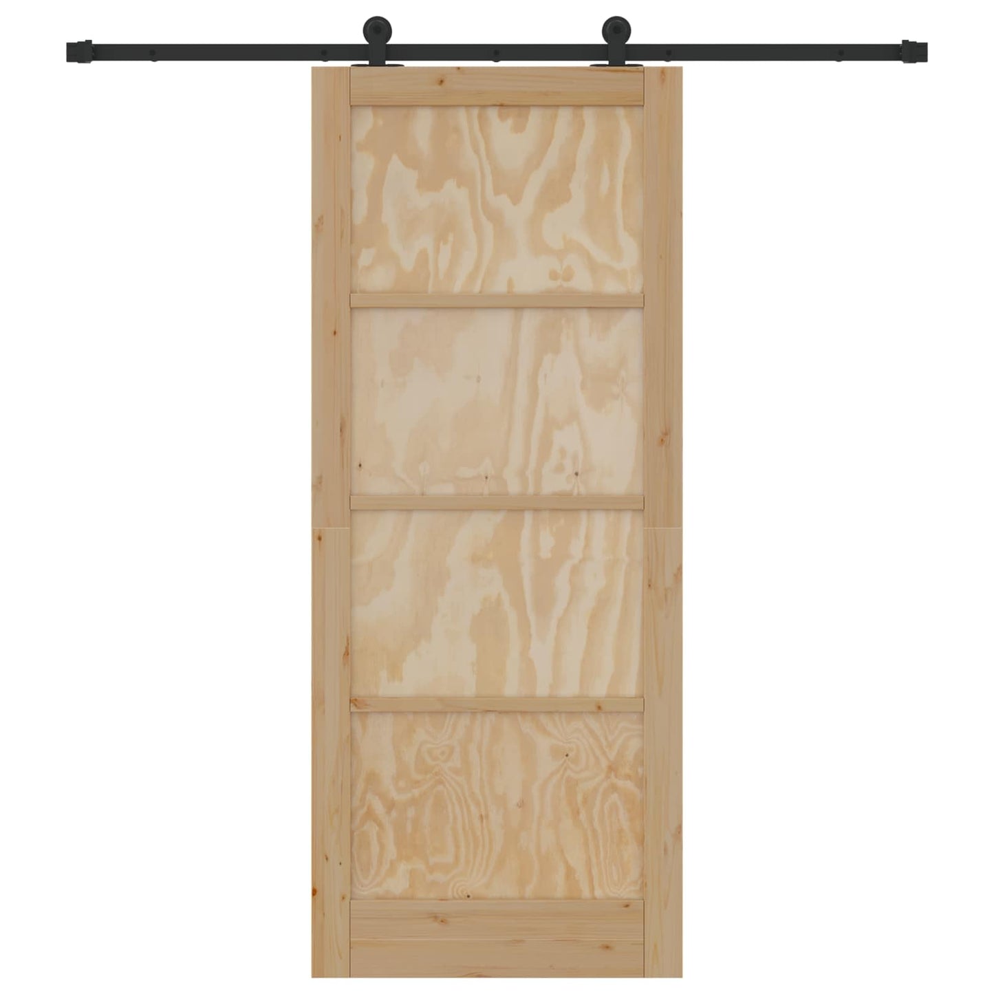 Skydedør Naturfarvet og sort 86 x 211 cm Massivt fyrretræ