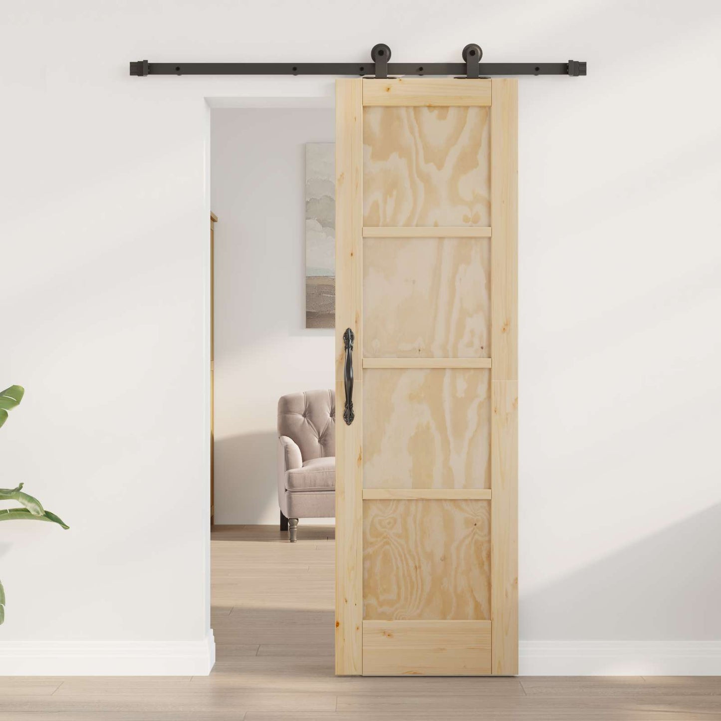 Skydedør ORKDAL Naturfarvet 61 x 198,5 cm Massivt fyrretræ