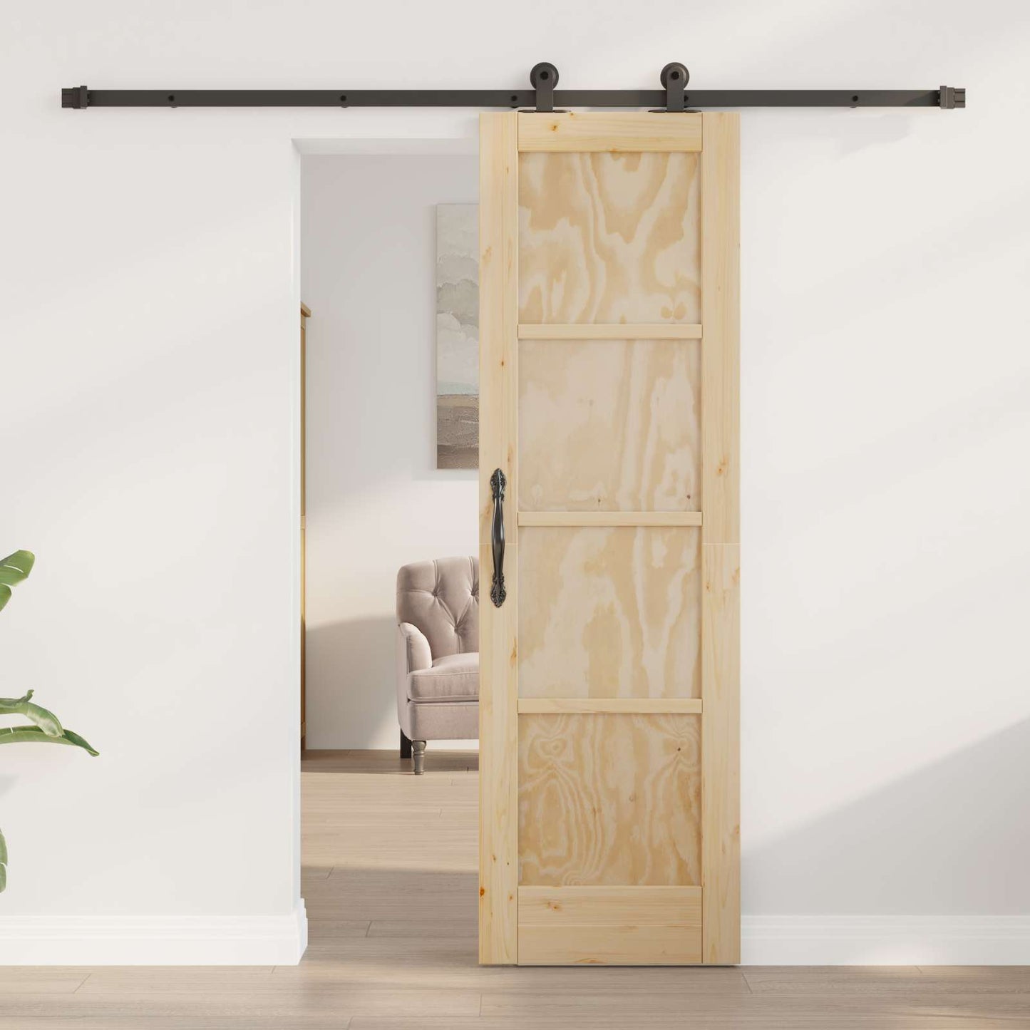 Skydedør ORKDAL Naturfarvet 61 x 198,5 cm Massivt fyrretræ