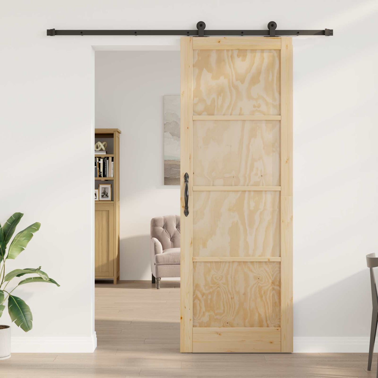 Skydedør ORKDAL Naturfarvet 83 x 232 cm Massivt fyrretræ