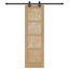 Skydedør Naturfarvet og sort 61 x 198,5 cm Massivt fyrretræ
