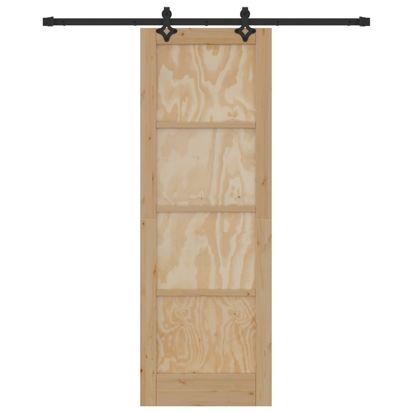 Skydedør Naturfarvet og sort 73,5 x 211 cm Massivt fyrretræ