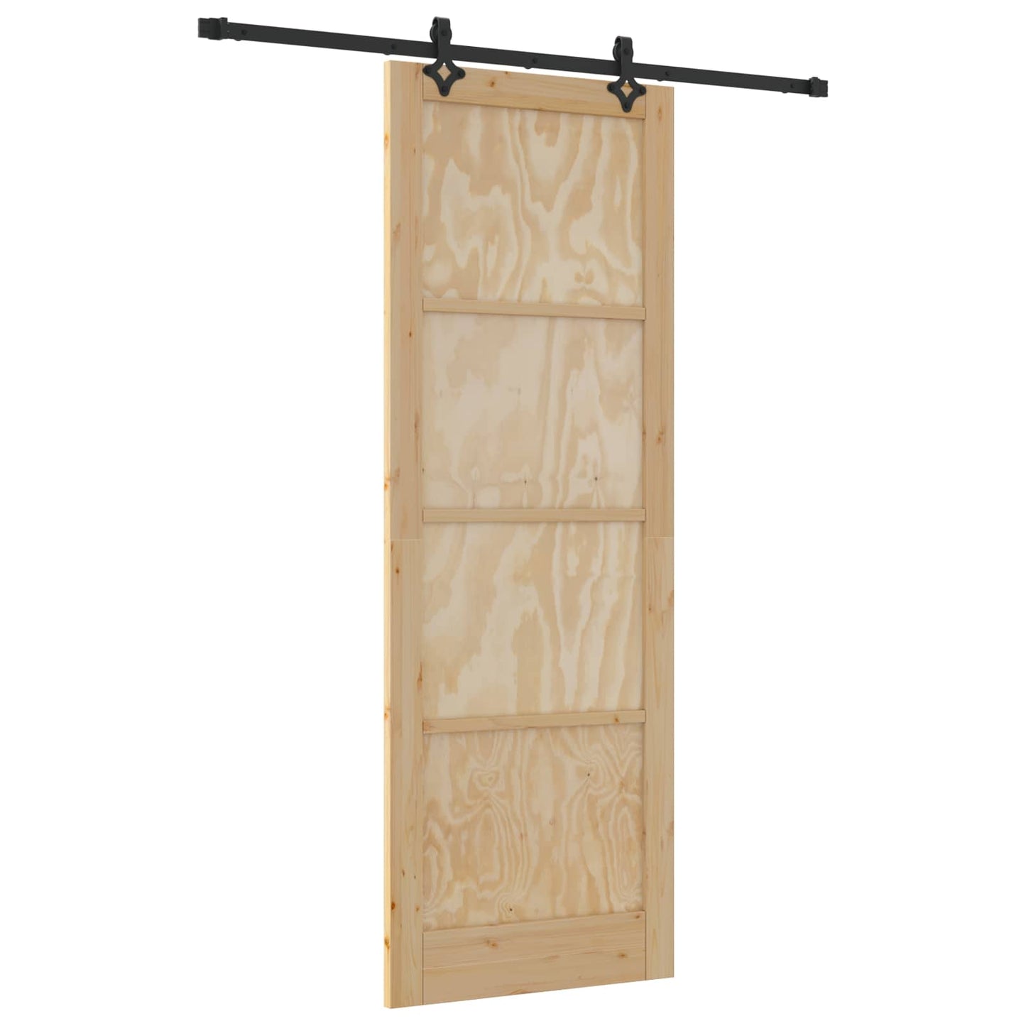 Skydedør Naturfarvet og sort 83 x 232 cm Massivt fyrretræ