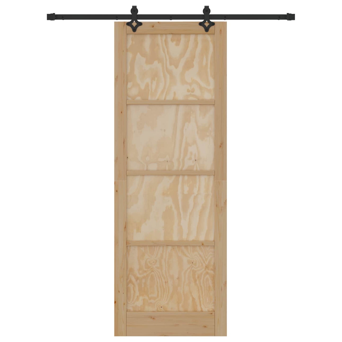 Skydedør Naturfarvet og sort 83 x 232 cm Massivt fyrretræ