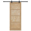 Skydedør Naturfarvet og sort 86 x 211 cm Massivt fyrretræ