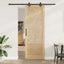 Skydedør Naturfarvet og sort 83 x 232 cm Massivt fyrretræ