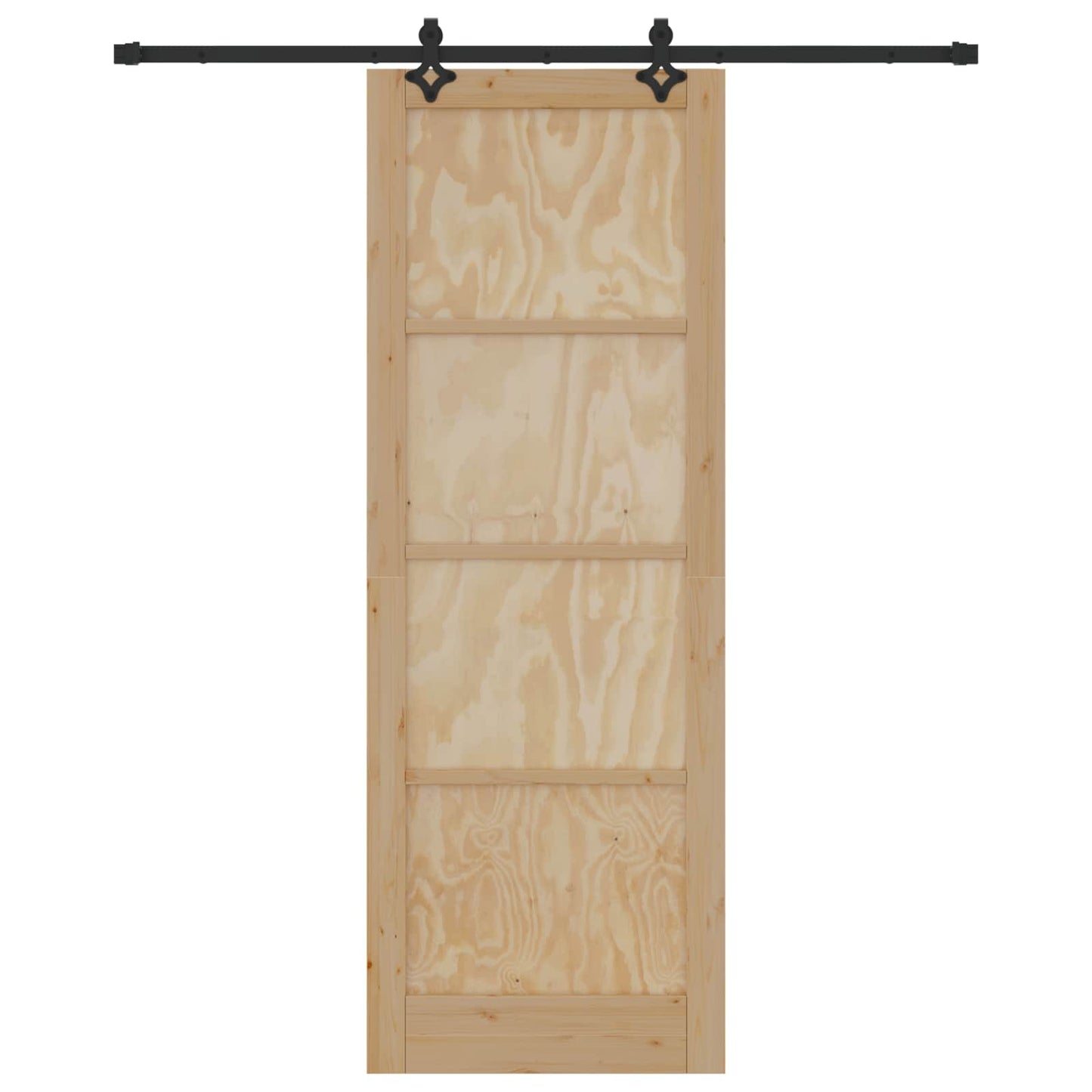 Skydedør Naturfarvet og sort 83 x 232 cm Massivt fyrretræ