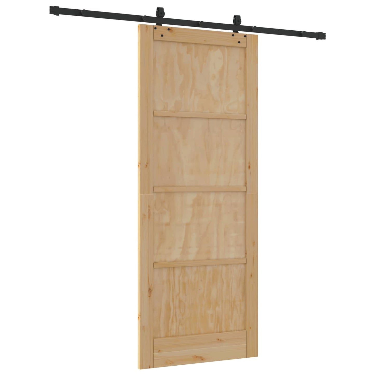 Skydedør Naturfarvet og sort 86 x 211 cm Massivt fyrretræ