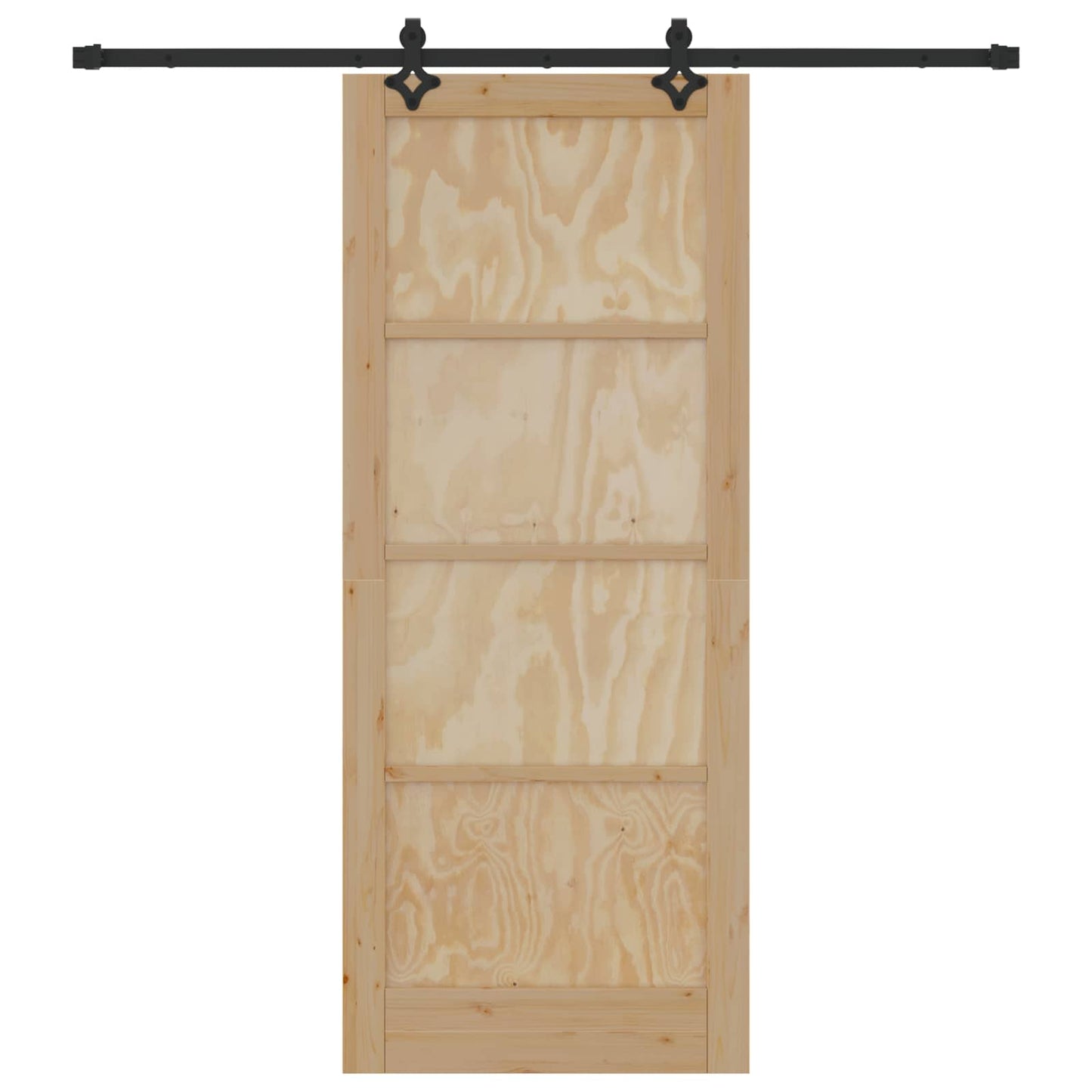 Skydedør Naturfarvet og sort 86 x 211 cm Massivt fyrretræ