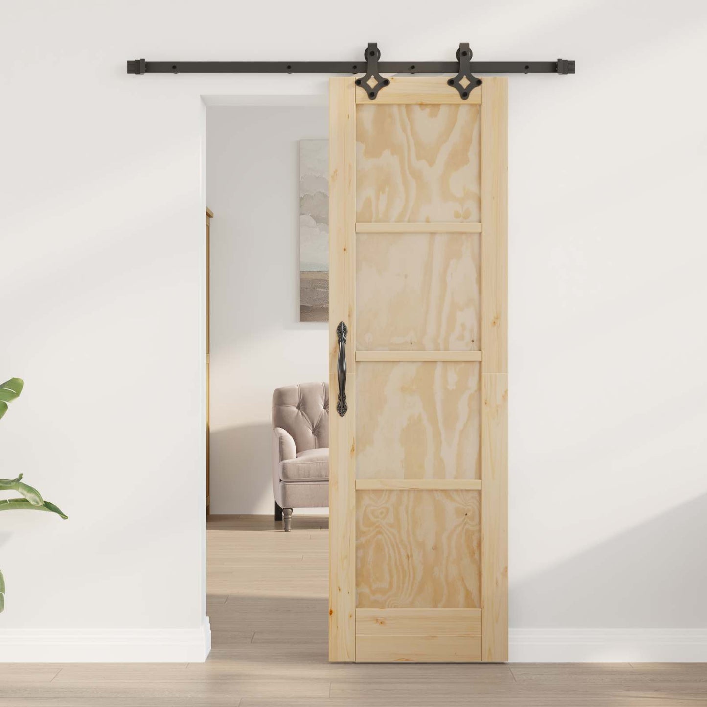 Skydedør ORKDAL Naturfarvet 61 x 198,5 cm Massivt fyrretræ