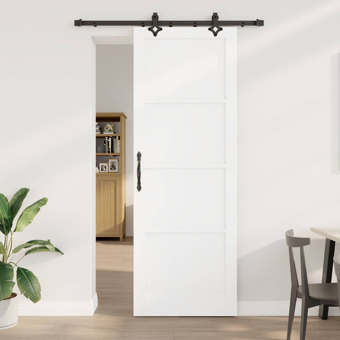 Skydedør ORKDAL 83 x 232 cm Massivt fyrretræ Hvid