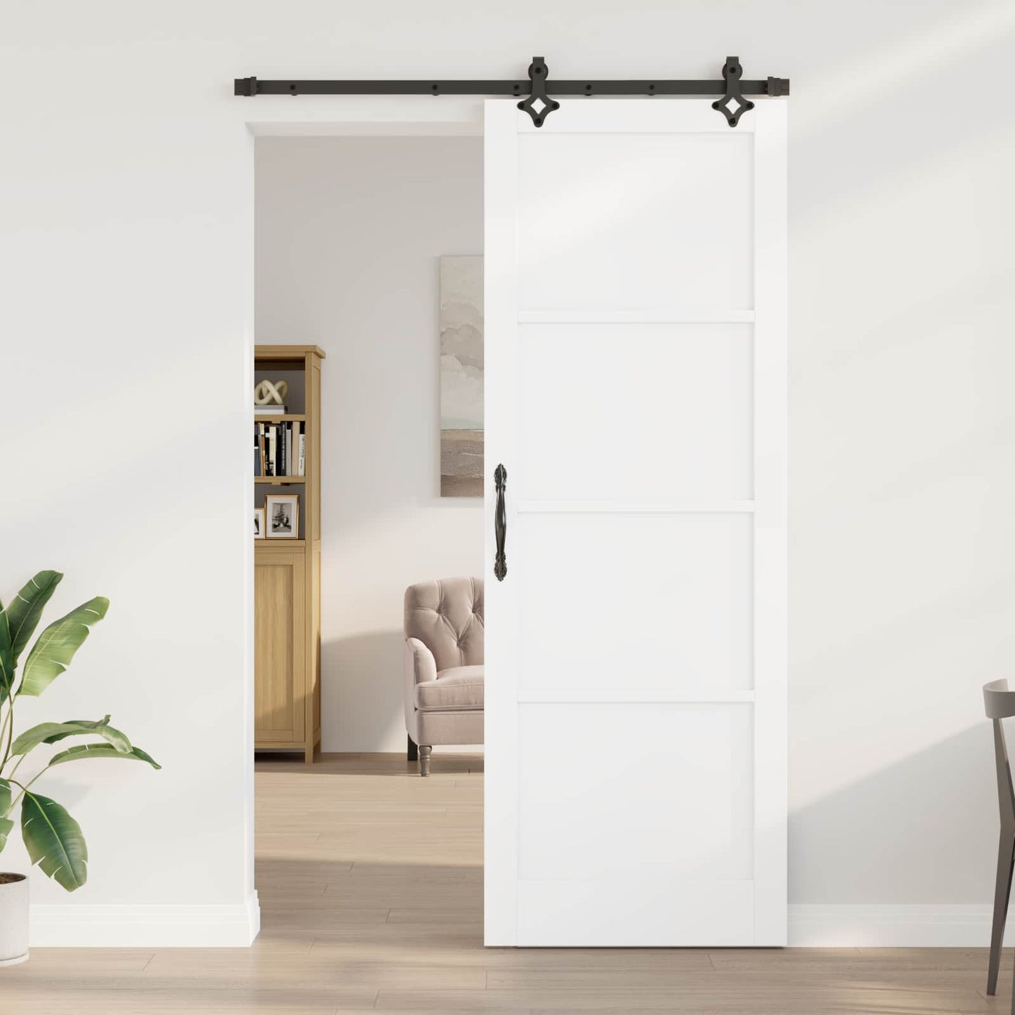 Skydedør ORKDAL 83 x 232 cm Massivt fyrretræ Hvid