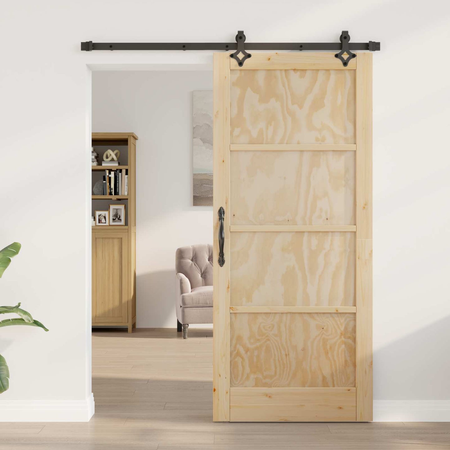 Skydedør ORKDAL Naturfarvet 86 x 198,5 cm Massivt fyrretræ