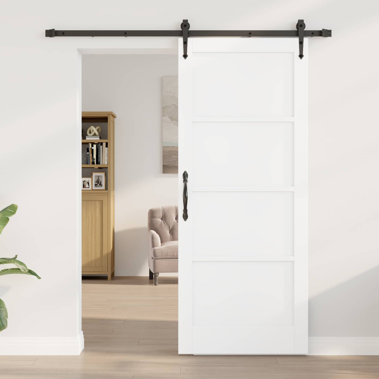 Skydedør ORKDAL Hvid og sort 83 x 202 cm Massivt fyrretræ