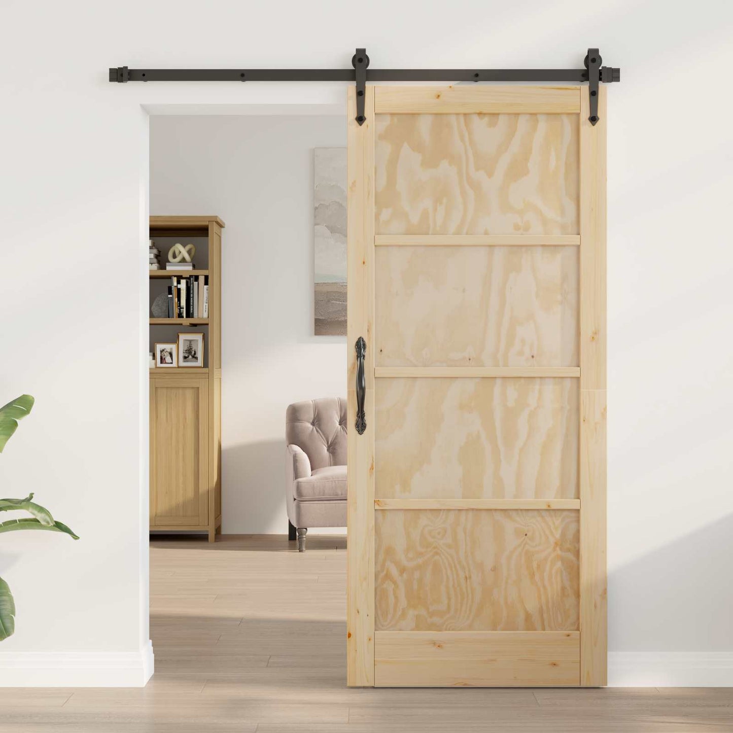 Skydedør ORKDAL Naturfarvet og sort 86 x 211 cm