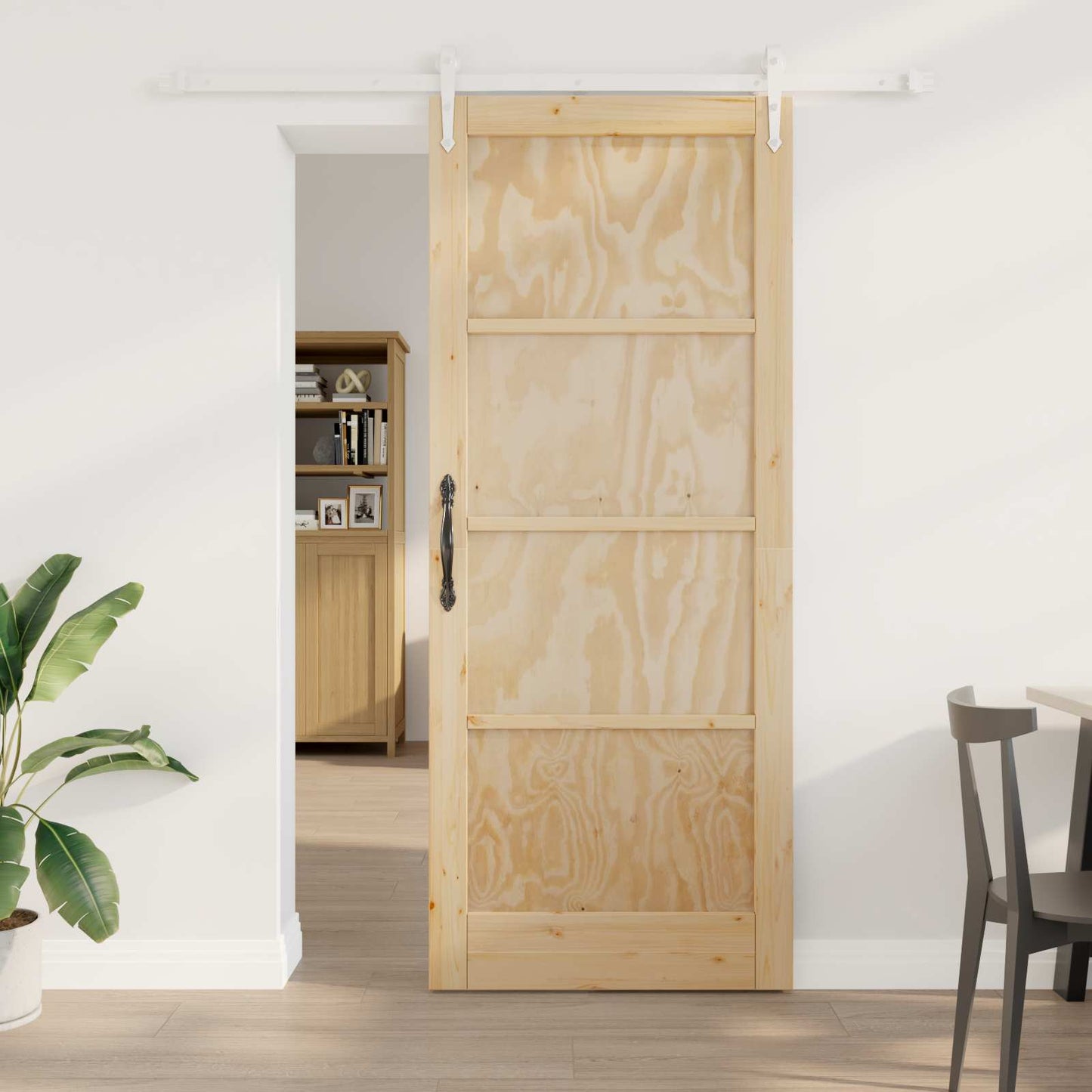 Skydedør ORKDAL Natur og hvid 86 x 211 cm Massivt fyrretræ