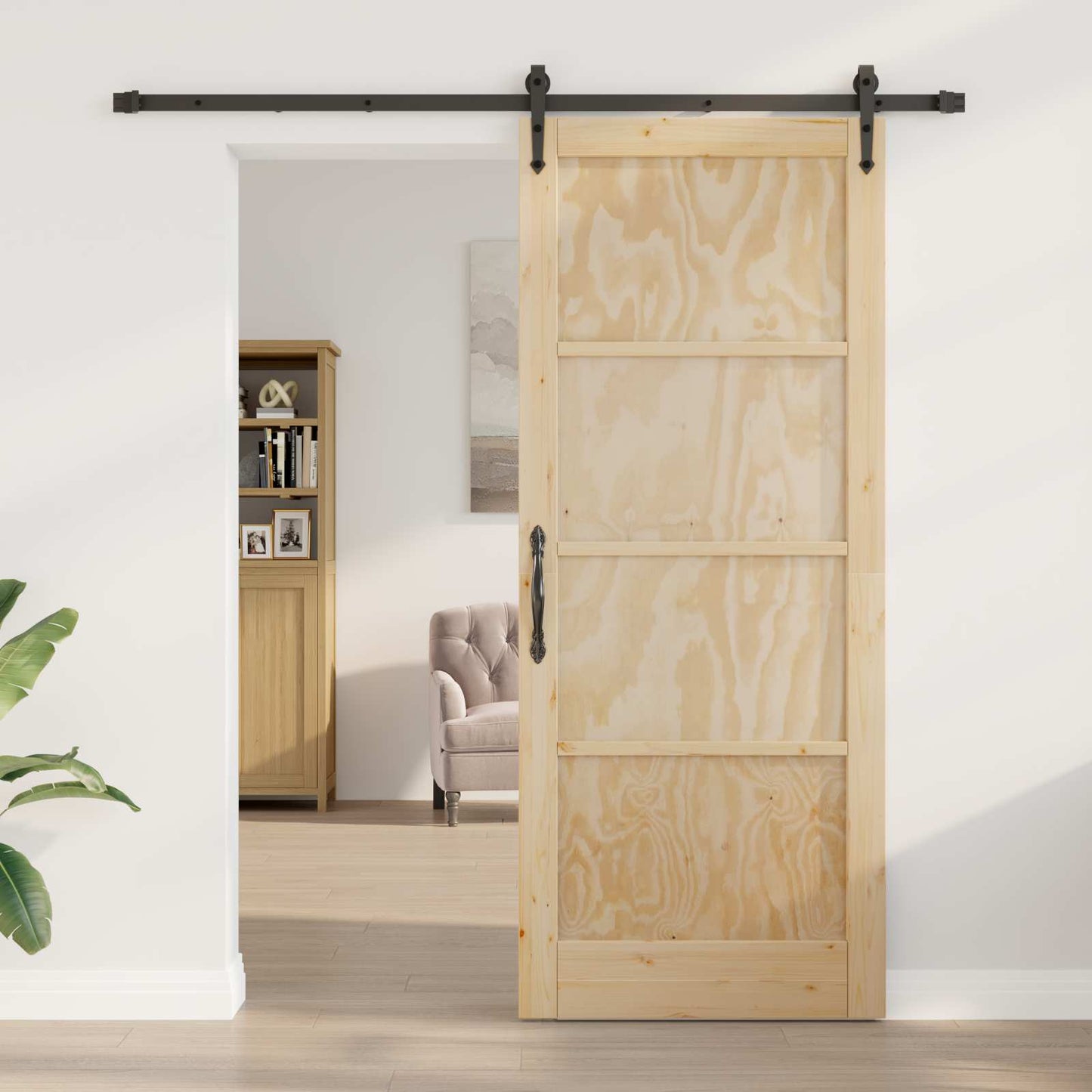 Skydedør ORKDAL Naturfarvet og sort 86 x 211 cm