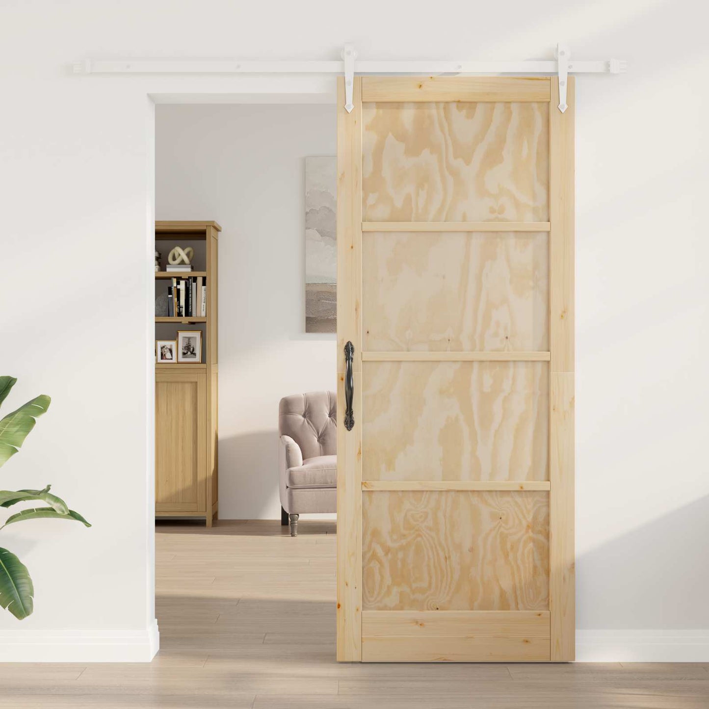 Skydedør ORKDAL Natur og hvid 86 x 211 cm Massivt fyrretræ