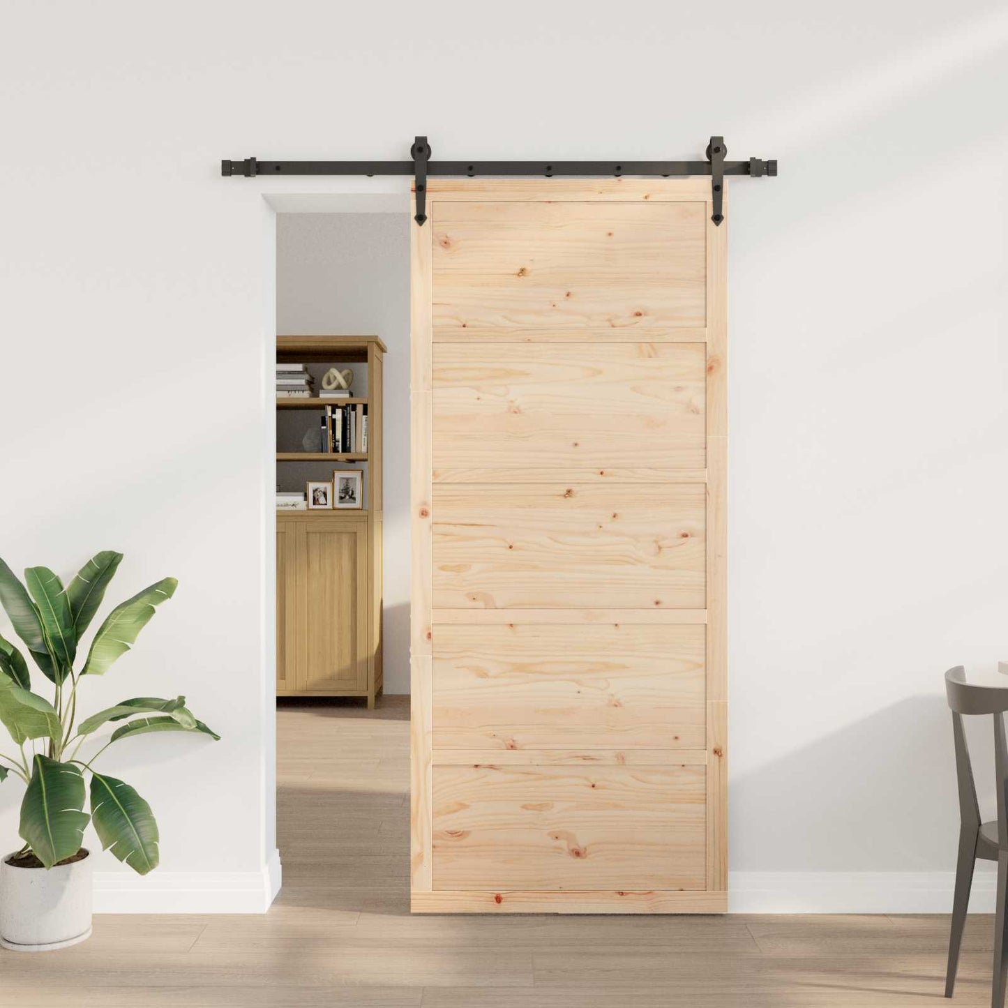 Skydedør 80 x 208 cm Massivt fyrretræ Naturfarvet