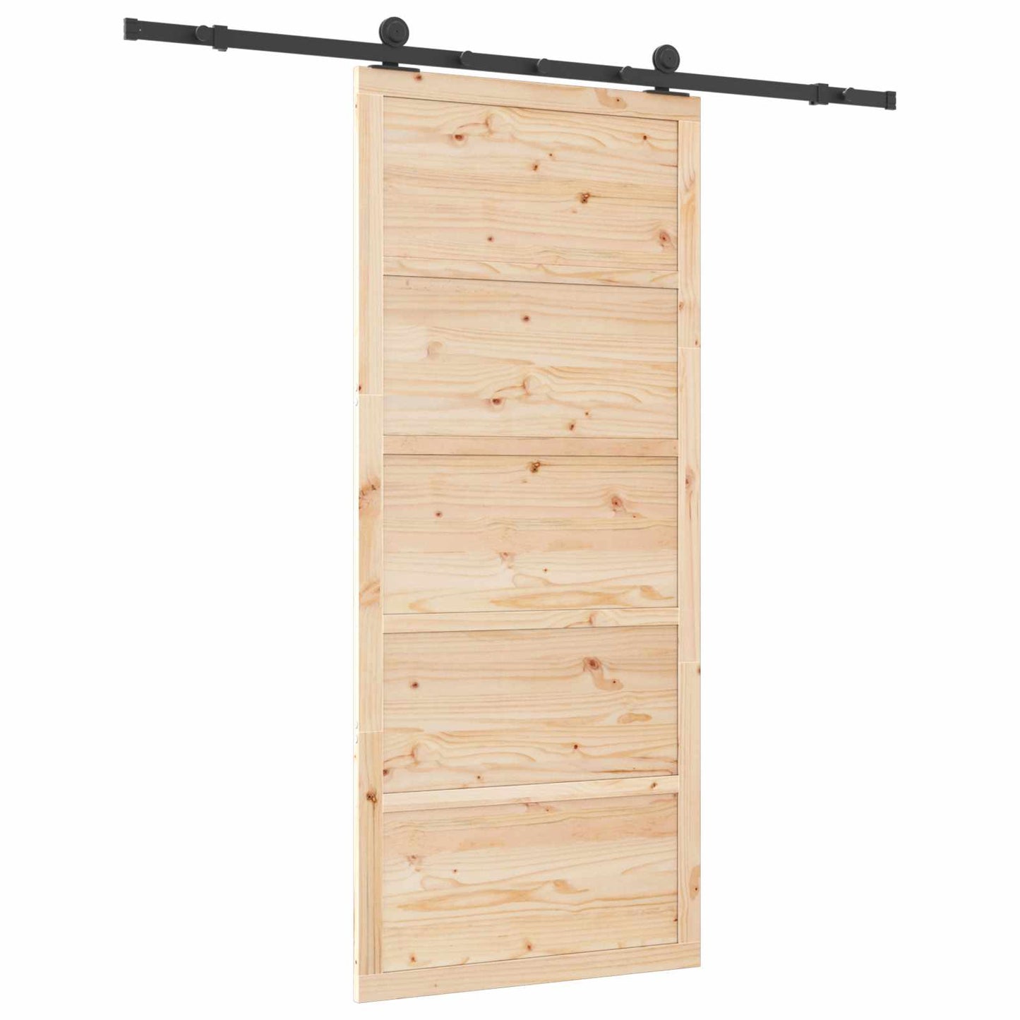 Skydedør 90 x 208 cm Massivt fyrretræ Naturfarvet