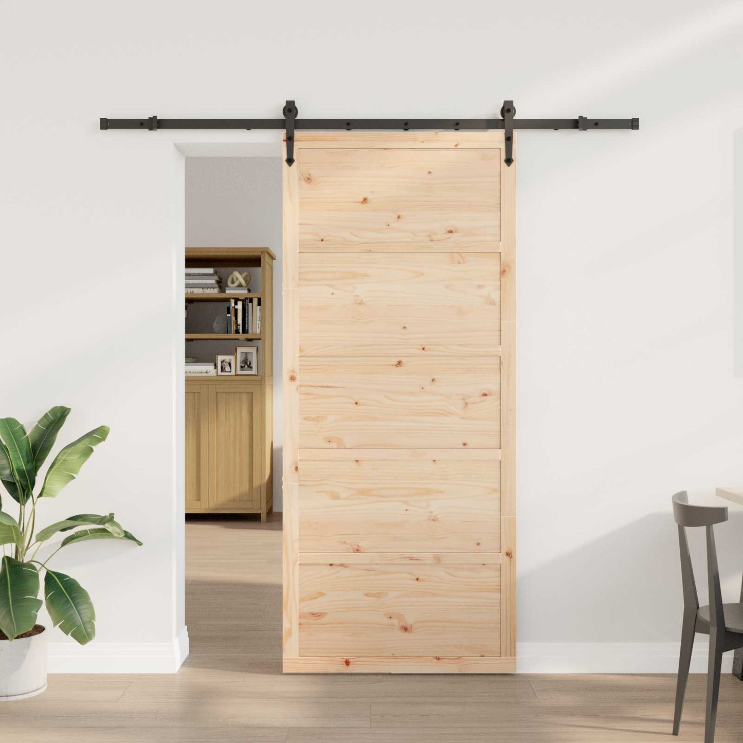 Skydedør 100 x 208 cm Massivt fyrretræ Naturfarvet