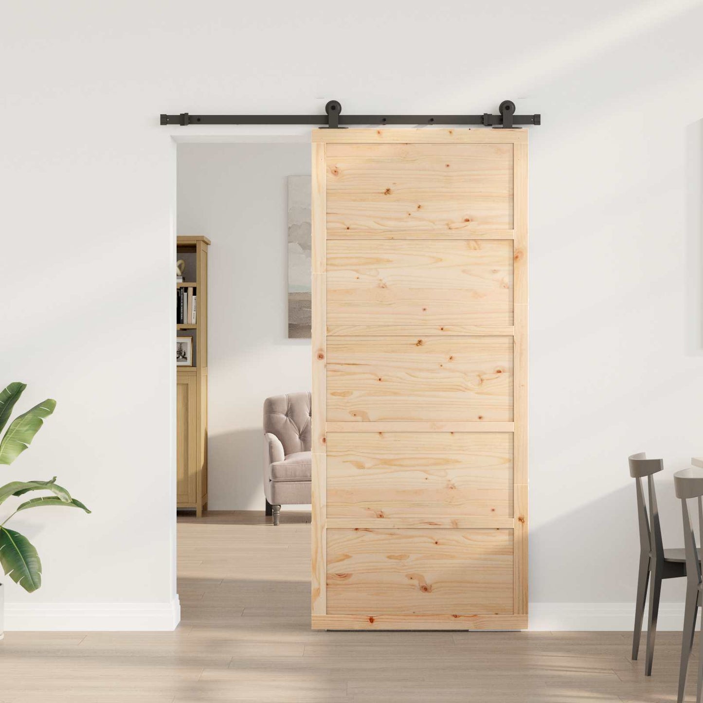 Skydedør Naturfarvet 80 x 208 cm Massivt fyrretræ