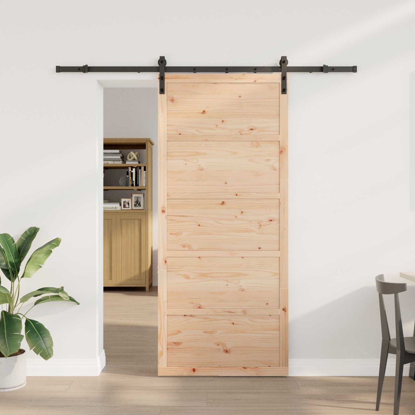 Skydedør Naturfarvet 80 x 208 cm Massivt fyrretræ