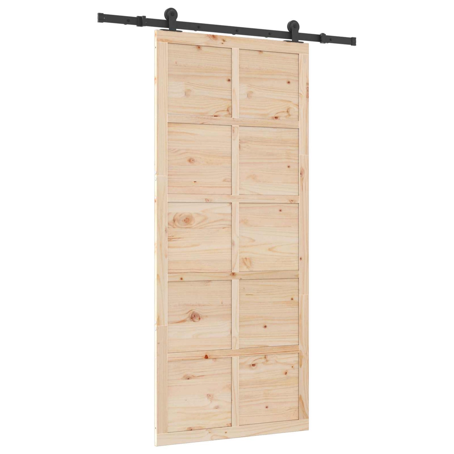 Skydedør 80 x 208 cm Massivt fyrretræ Naturfarvet