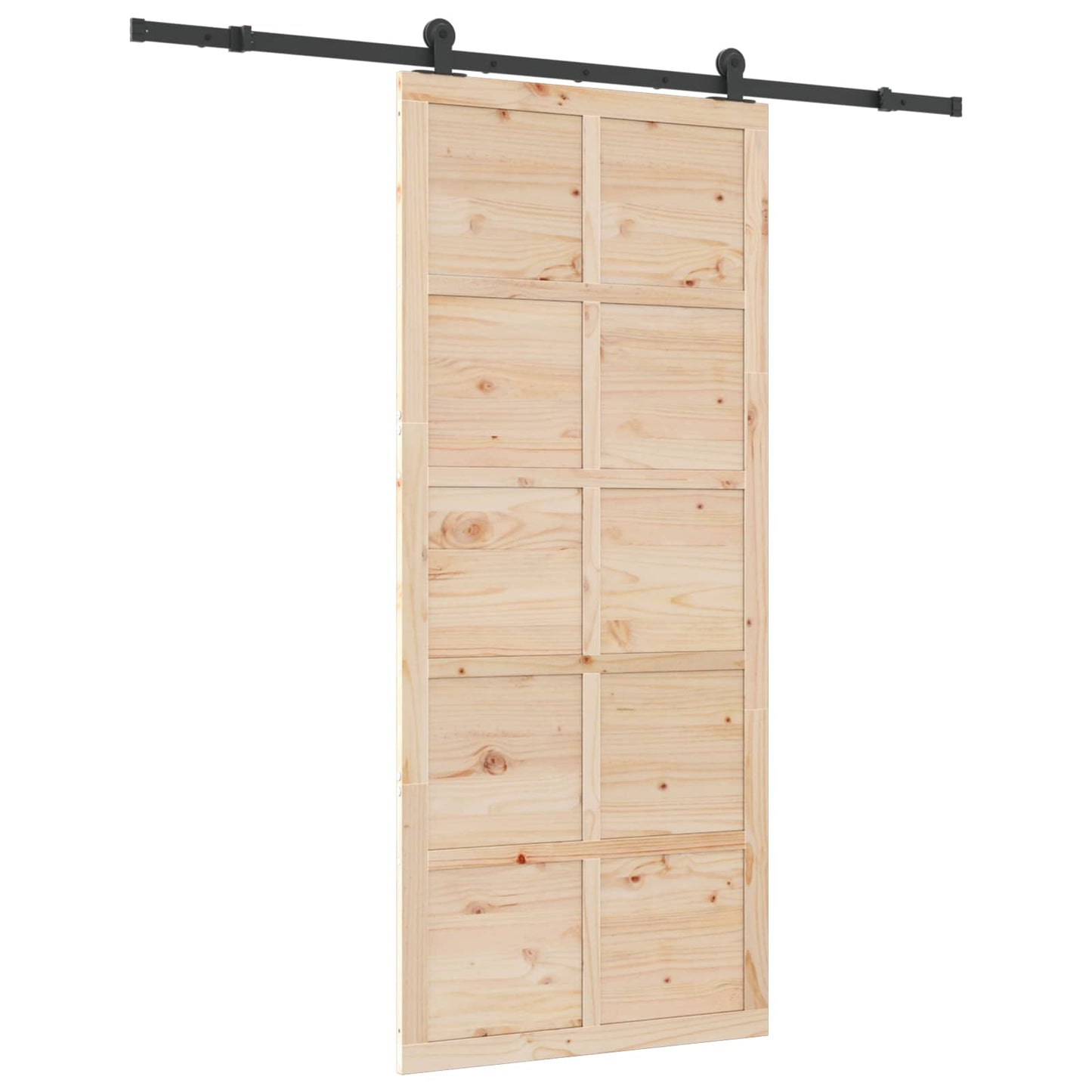 Skydedør 90 x 208 cm Massivt fyrretræ Naturfarvet