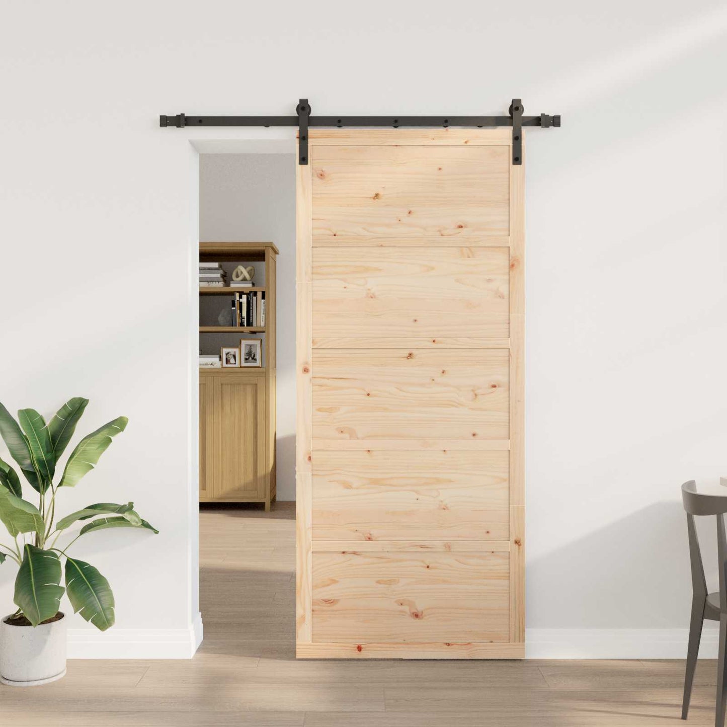Skydedør Naturfarvet 80 x 208 cm Massivt fyrretræ