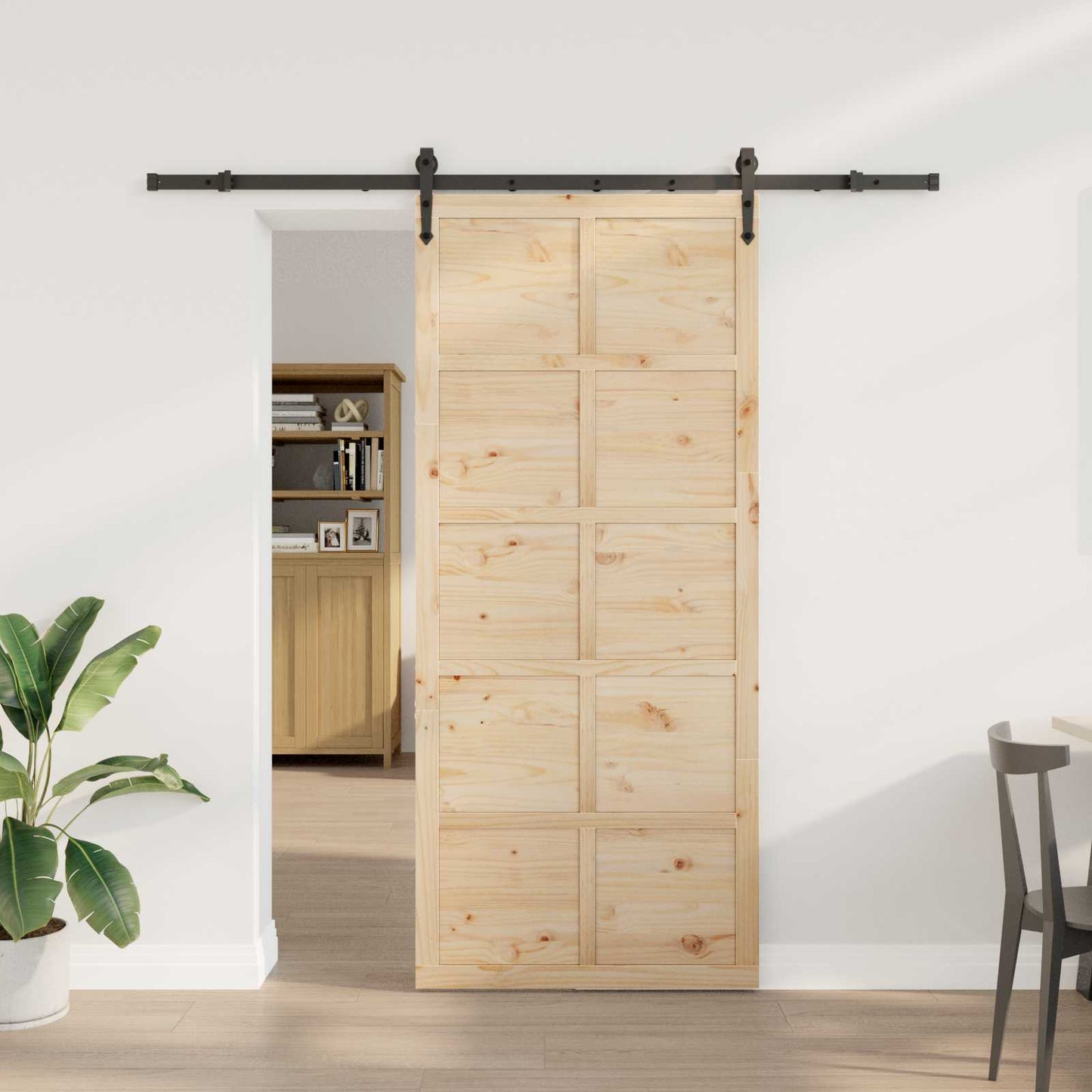 Skydedør Naturfarvet 80 x 208 cm Massivt fyrretræ
