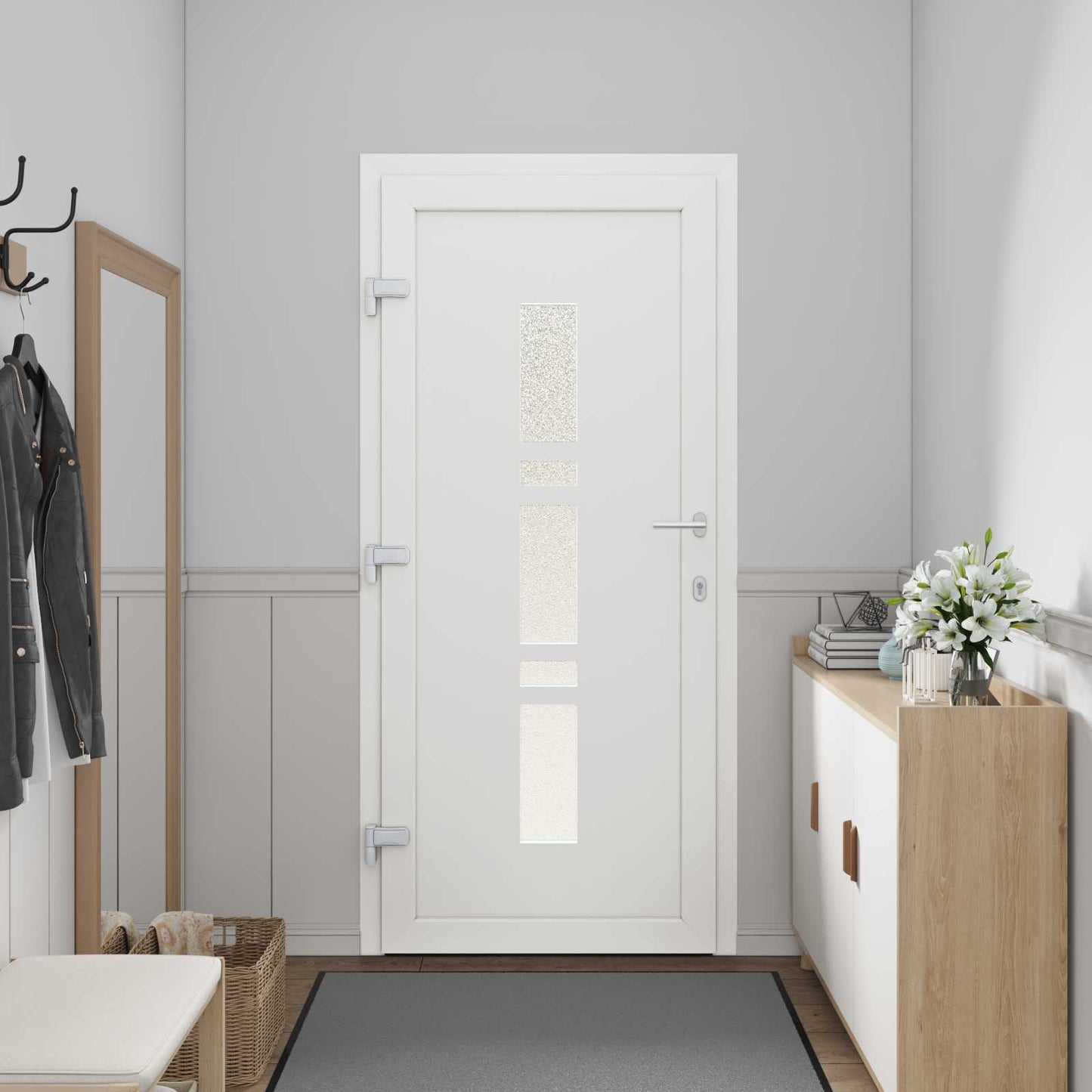 Hoveddør Antracit 88 x 200 cm PVC