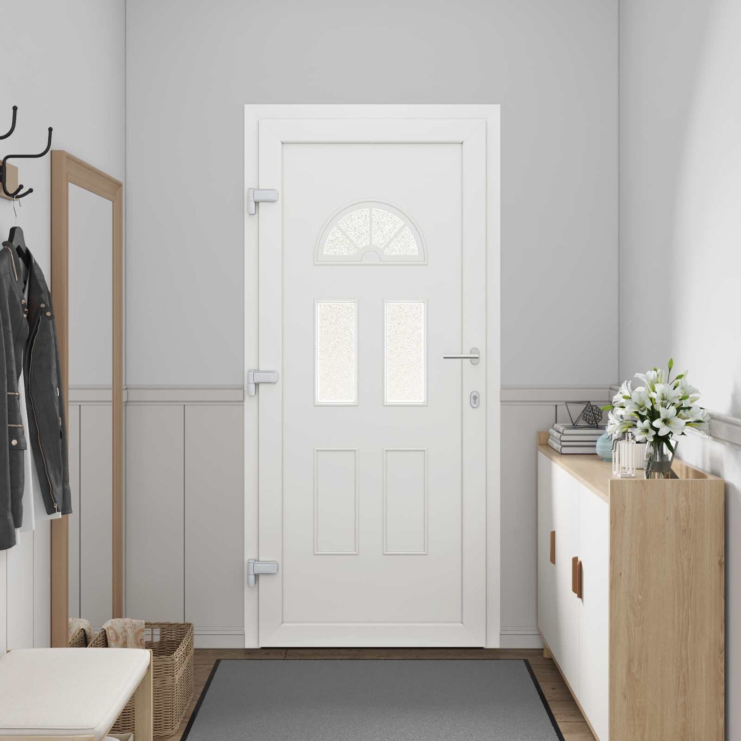 Hoveddør Antracit 98 x 208 cm PVC
