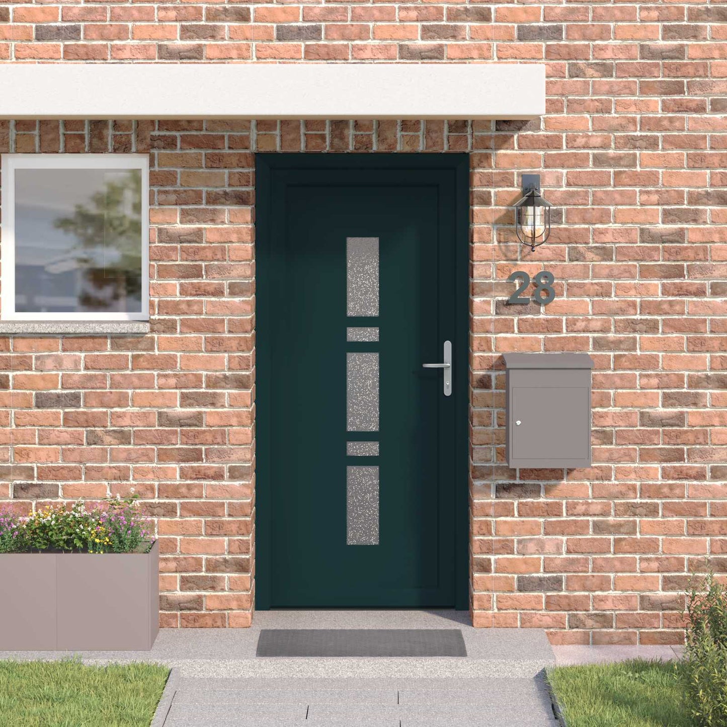 Hoveddør Antracit 88 x 200 cm PVC