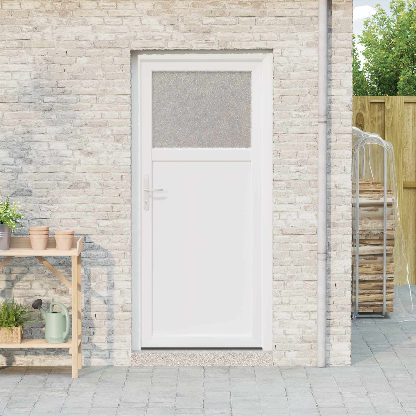 Sideskabsdør Hvid 88 x 198 cm PVC