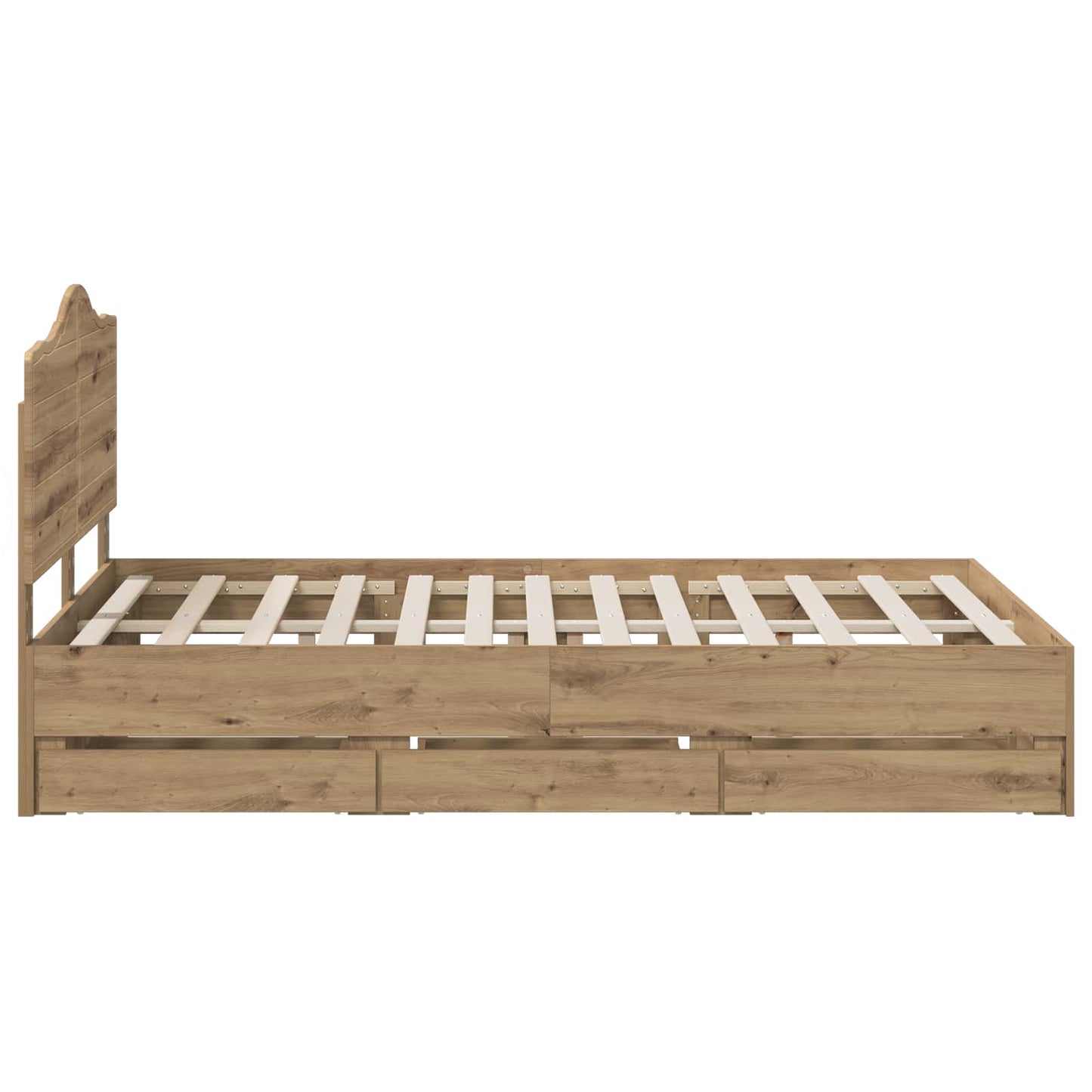Bed Frame with Storage and Headboard Artisan Oak 160 x 200 cm